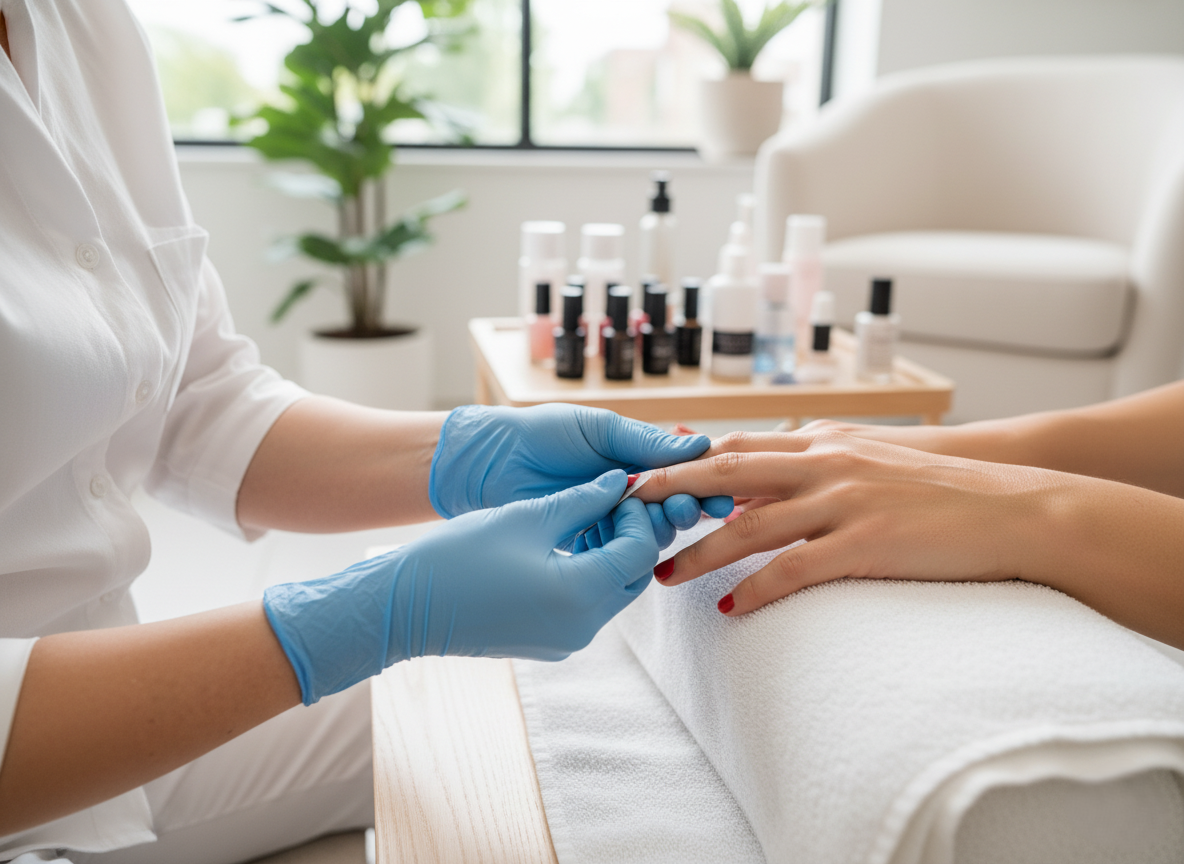 Close-up of a fresh manicure