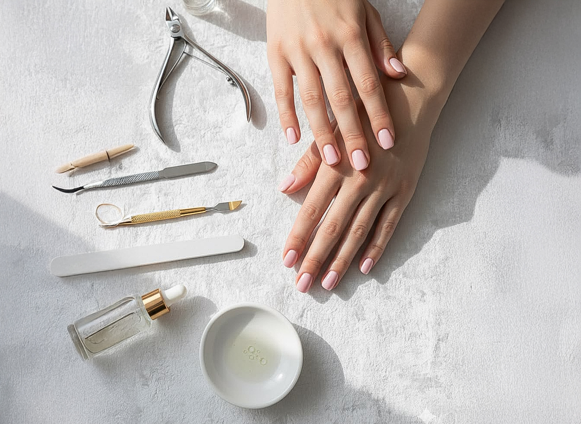 Close-up of a fresh manicure